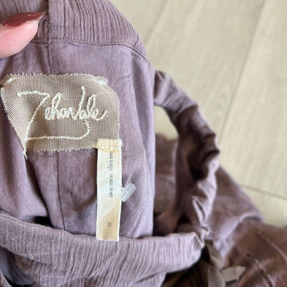 Anthropologie Zehavale Flounced Tiered Boho Gatsby Lace Mini Dress Purple Mink s - Picture 6 of 7